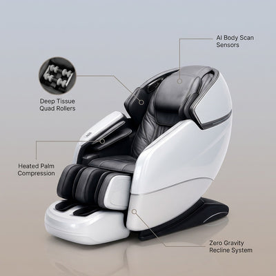 Massage Chair Built to Support Recovery, AI-Powered Technology, Body Scanning, Premium Leather