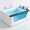 Whirlpool Tub Built for Luxury Bathing, Dual Headrests, LED Lighting, Handheld Showerhead, Chrome Fixtures