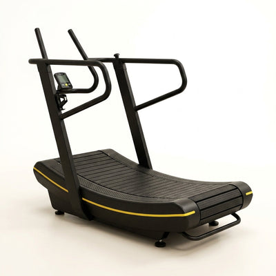 Manual Treadmill Designed for Natural Running Form, Self-Powered Curved Deck, Digital Monitor, Steel Frame
