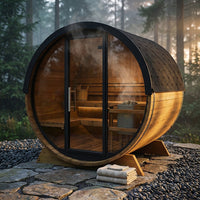 ThermoLoom BarrelView Outdoor Sauna — Studio Shot