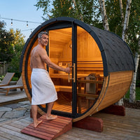 ThermoLoom BarrelView Outdoor Sauna — Lifestyle