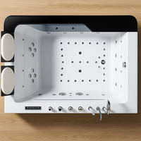 Whirlpool Tub Built for Luxury Bathing, Dual Headrests, LED Lighting, Handheld Showerhead, Chrome Fixtures