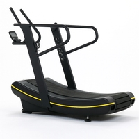 Manual Treadmill Designed for Natural Running Form, Self-Powered Curved Deck, Digital Monitor, Steel Frame
