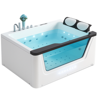 Whirlpool Tub Built for Luxury Bathing, Dual Headrests, LED Lighting, Handheld Showerhead, Chrome Fixtures